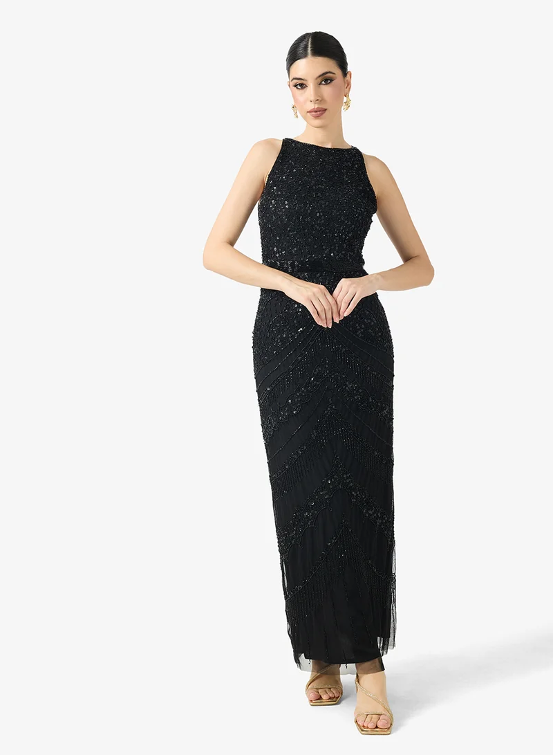 Namshi x  Sequin Embellished Halter Neck Dress for Women | Best Price UAE